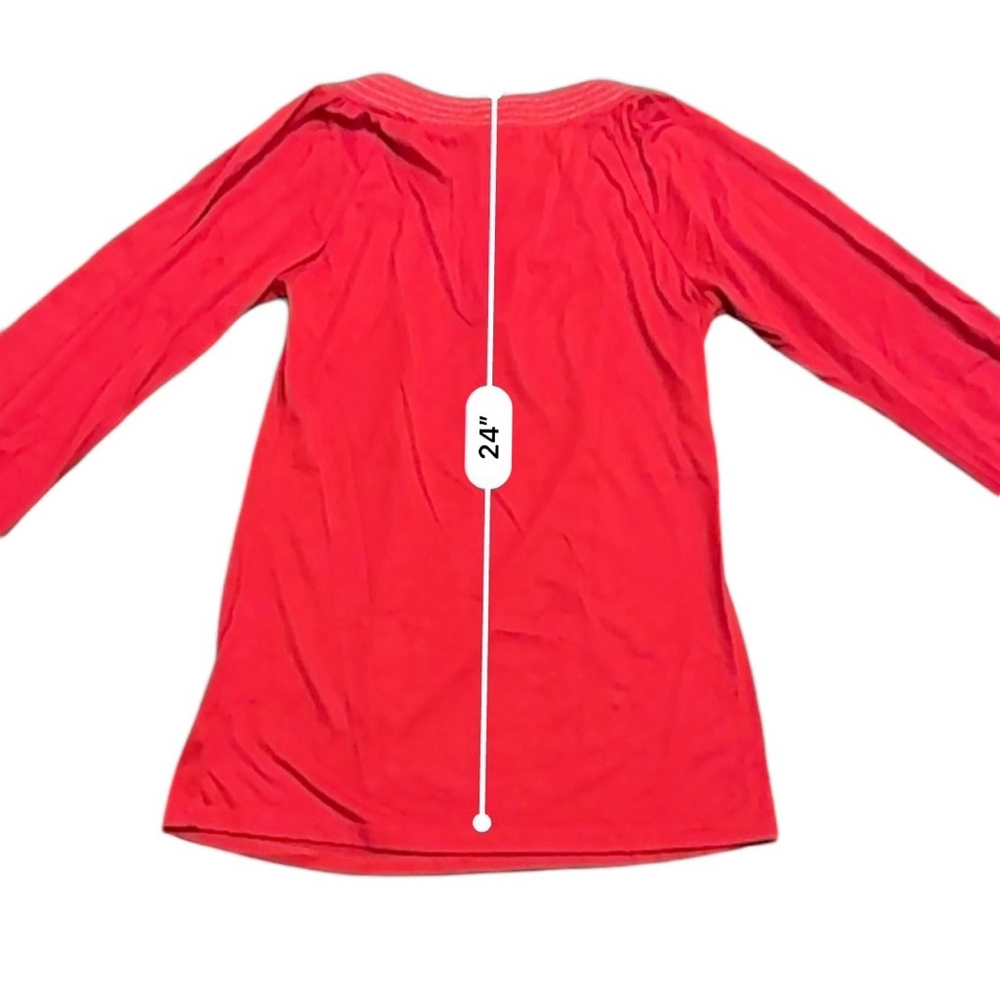 BKE Women’s Red Long Sleeve Shirt Rhinestone Contrast Stitching Size Large - Picture 6 of 9
